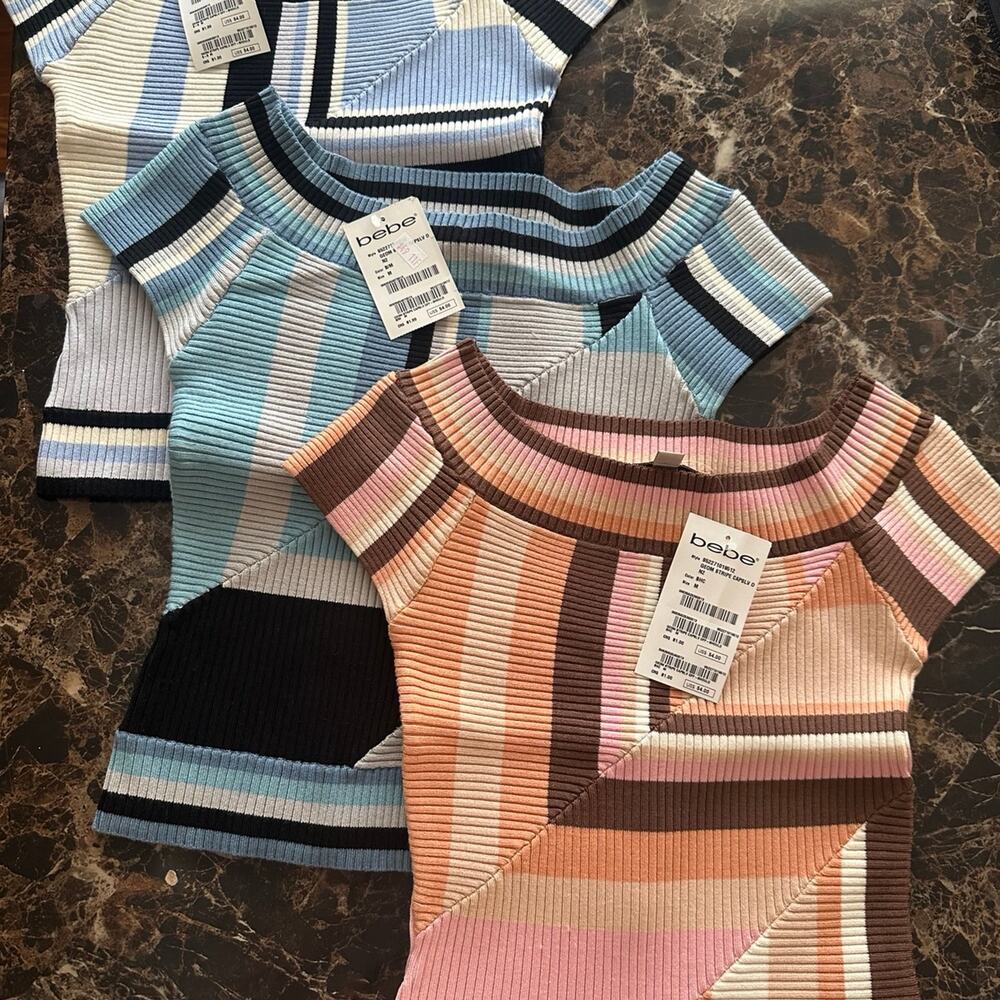Brand new Bebe stripe shirts (3) size M